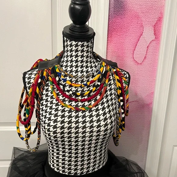 Cloth & Cord; Women’s off shoulder corded top African Necklace - Picture 2 of 5